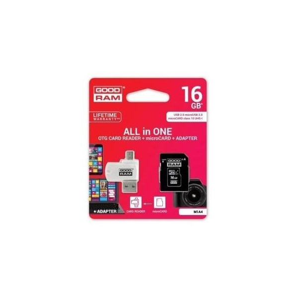 microSD 16GB CARD class 10 + adpter + card reader - blister